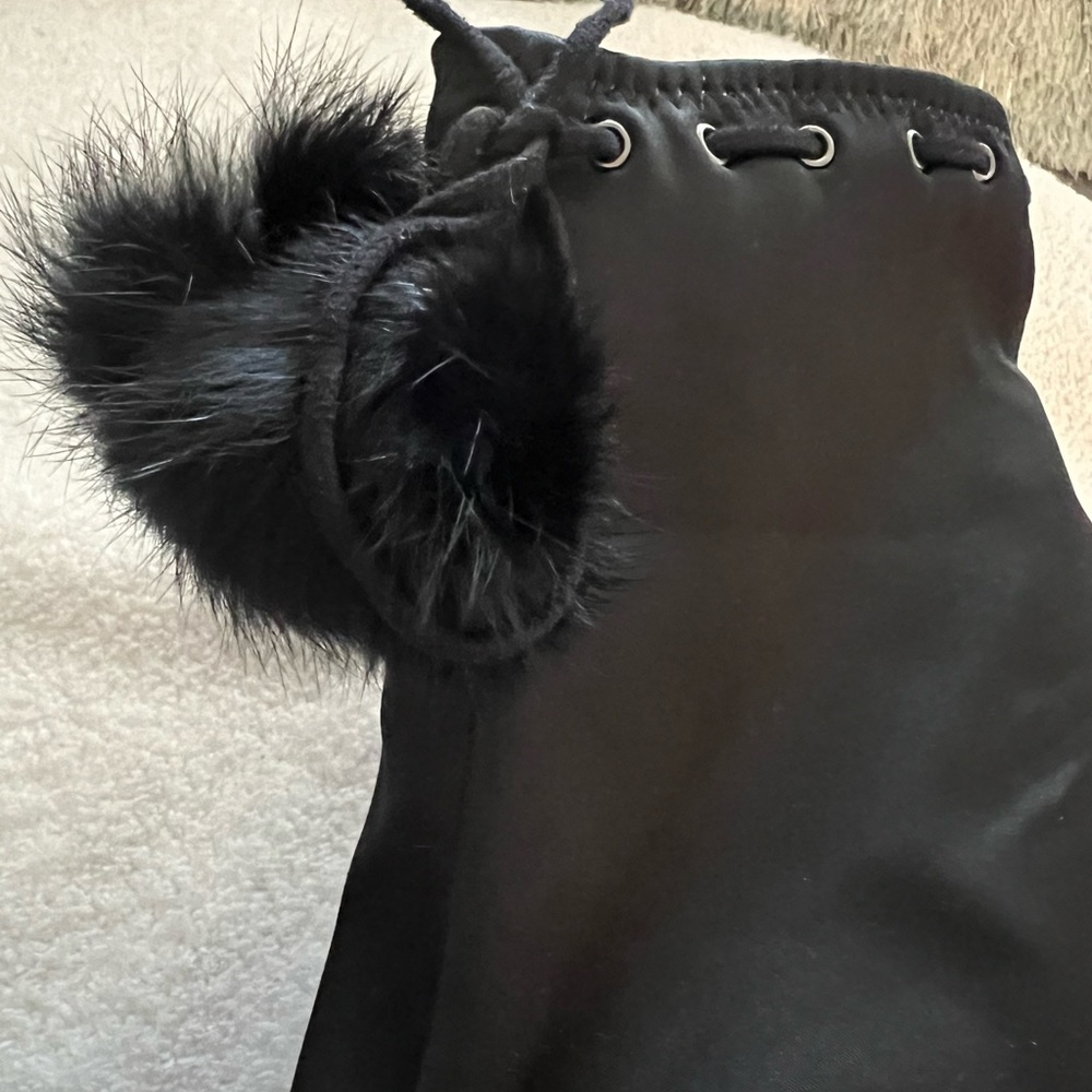 Worn Only Once Joey-O Short Fabric And Fur Pom Po… - image 8